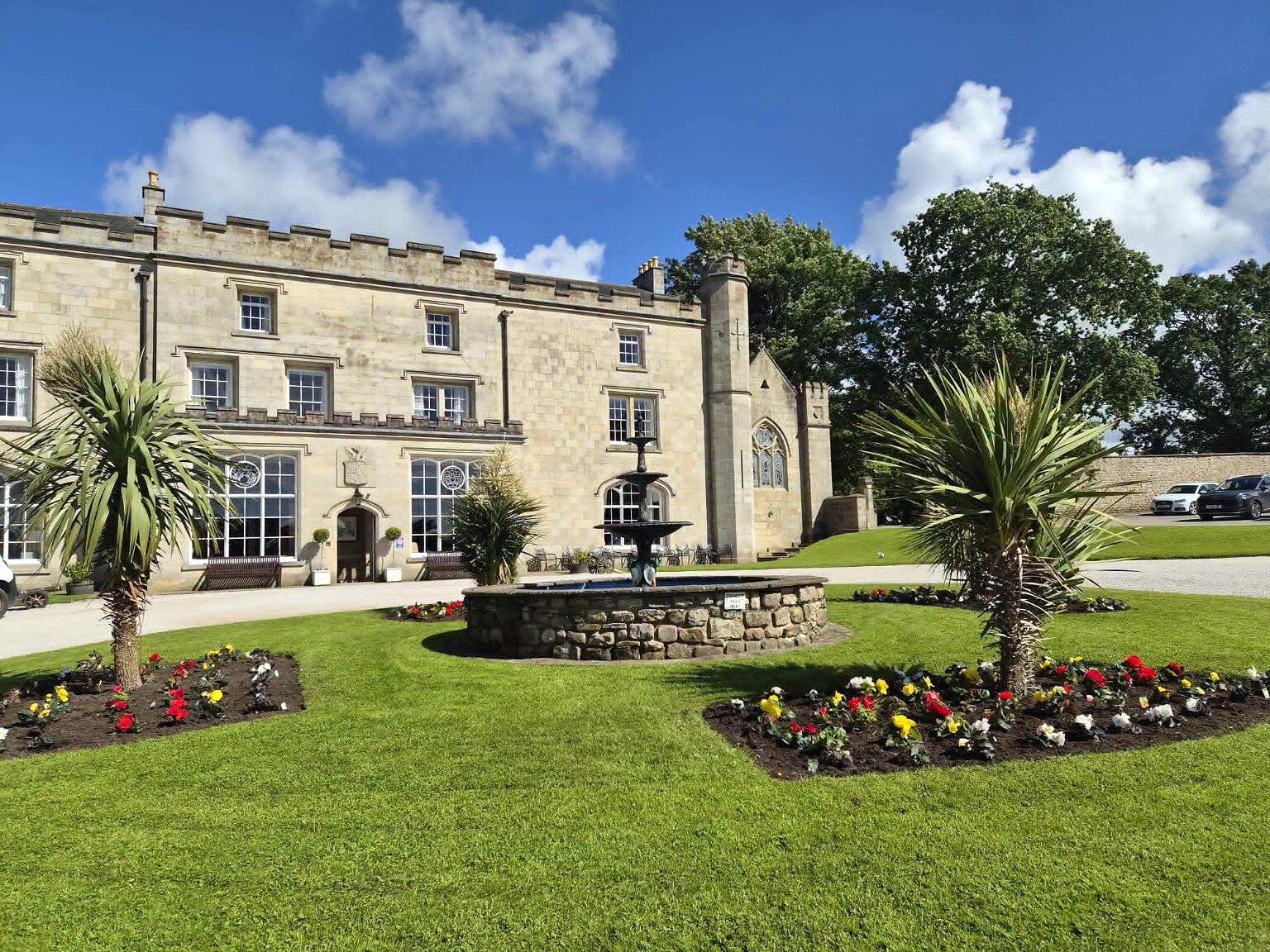 Well-presented resort grounds and planted borders